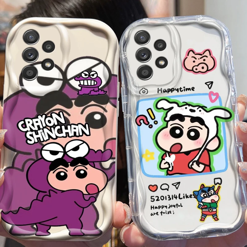 Cartoon C-Crayones S-Shins-chanes For Samsung A55 A54 A53 A52 A35 A34 A33 A32 A25 A24 A23 A22 A21S A15 A13 A14 5G Wave Oil Back