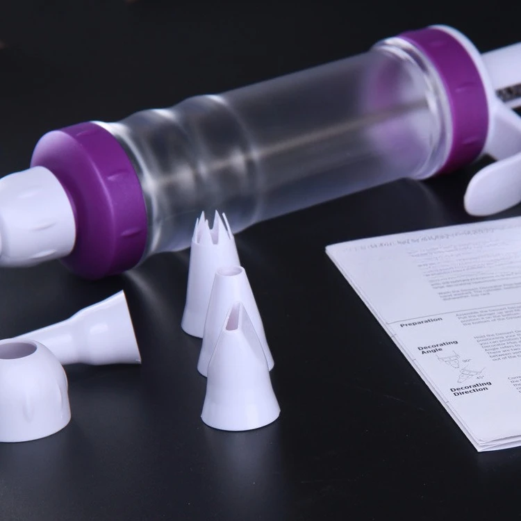 Plastic cream piping gun set, plastic piping nozzle spray gun baking tool