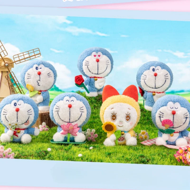 Anime doraemon flor linguagem bênção série caixa cega kawaii caixa misteriosa figura dos desenhos animados coleção modelo boneca brinquedos presente