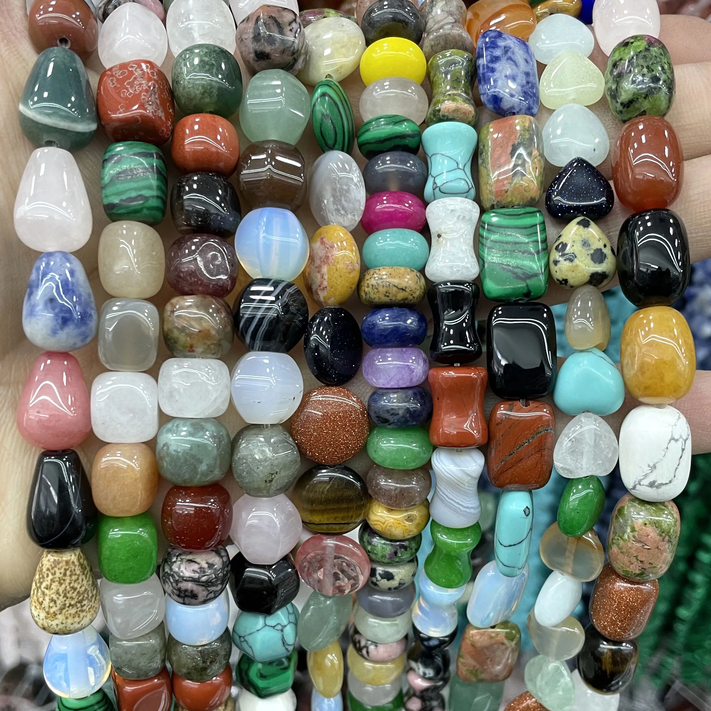 Natural Stone Agates Quartz Turquoises Gem Round Irregular Faceted Rondelle Loose Spacer Beads For Jewelry Making Diy Bracelets