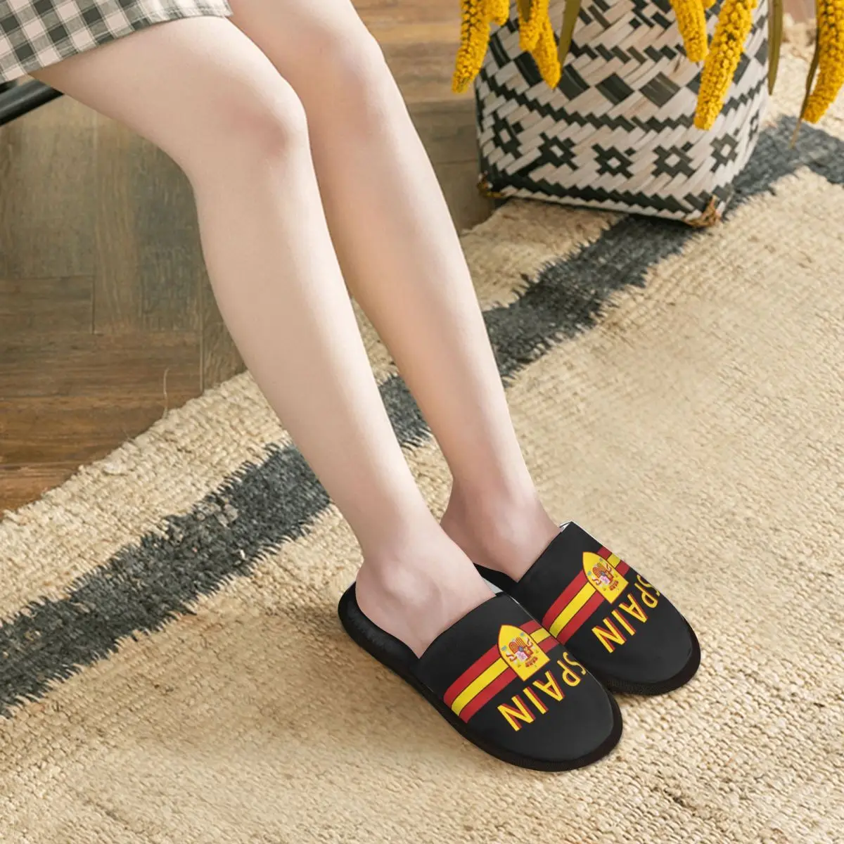 Custom Coat Of Arms Of Spain Cozy Scuff Memory Foam Slippers Women Spanish Flag Patriotism Spa House Shoes