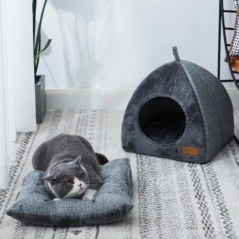 Neues Katzennest, warmes geschlossenes Katzenhaus, Haustiernest, niedliches Dreieck, verdicktes Tiefschlaf-Hundennest, Heimtierbedarf, geschlossene Katzenzelte, Bett – Detail 5