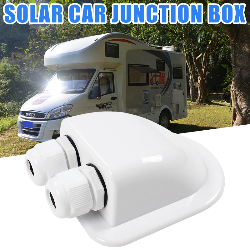 Double Wire Entry Gland Box Solar Panel Roof     Cable Motorhome White  Hole RV Yacht Car Accessories