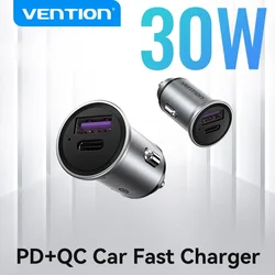 Vention USB araç şarj hızlı şarj SCP QC4.0 QC3.0 30W tipi C PD araba Xiaomi Huawei iPhone PD şarj için hızlı şarj