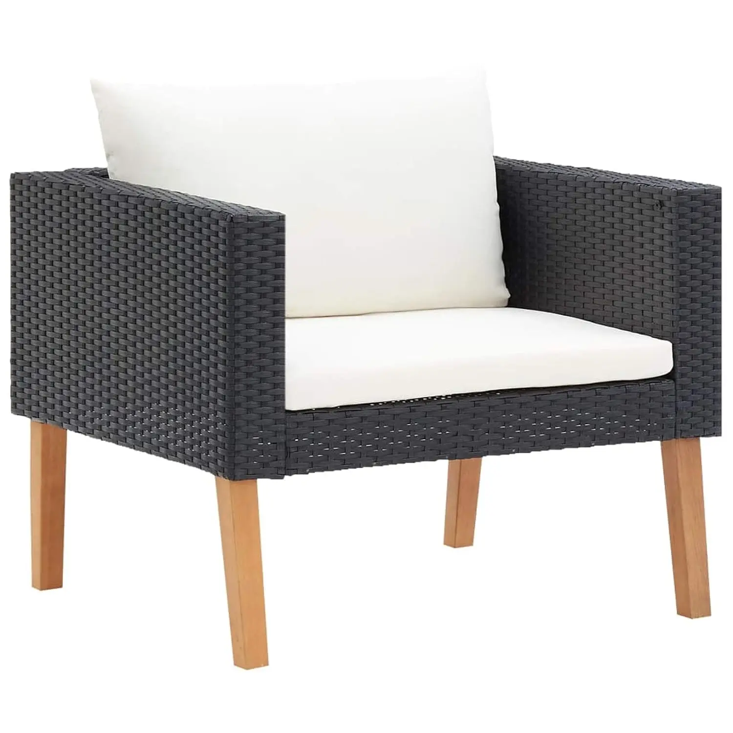 Single Patio Sofa Outdoor Furniture Set with Cushions Poly Rattan Black, Customized