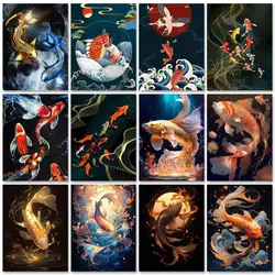 GATYZTORY Frame Diy Painting By Numbers Fish Animals Picture On Number Painting Acrylic Paint On Canvas For Personalized Gift