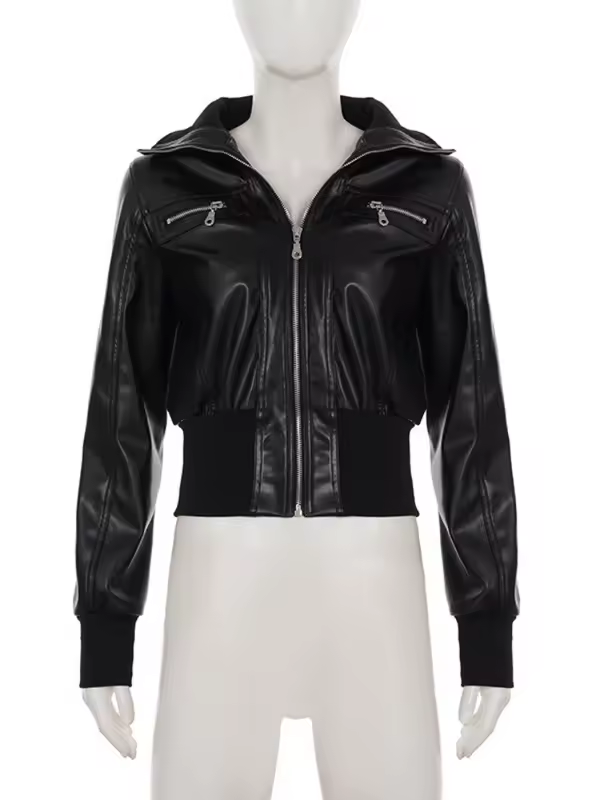 AltGoth Amercian Vintage Pu Leather Jacket Women Streetwear Harajuku Grunge Emo Alternative Grunge Zipper Casual Coats Female - Image 5