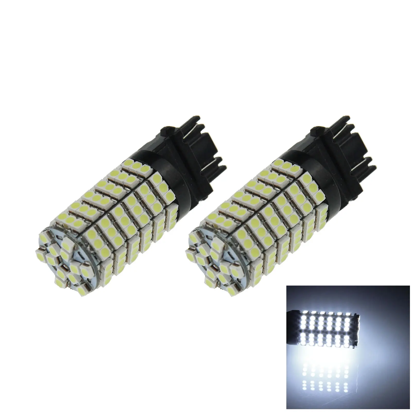 2x White AUTO 3157 Brake Lamp Indicator Light 120 Emitters 1210 SMD LED 3057 3155 F006-W