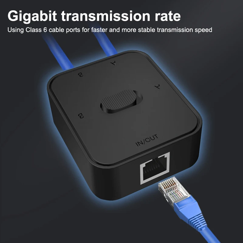 2 Port Gigabit Network Switch Splitter Cable Extender 2 In 1 Out Ethernet Adapter Connector Cable Splitter Extend Router