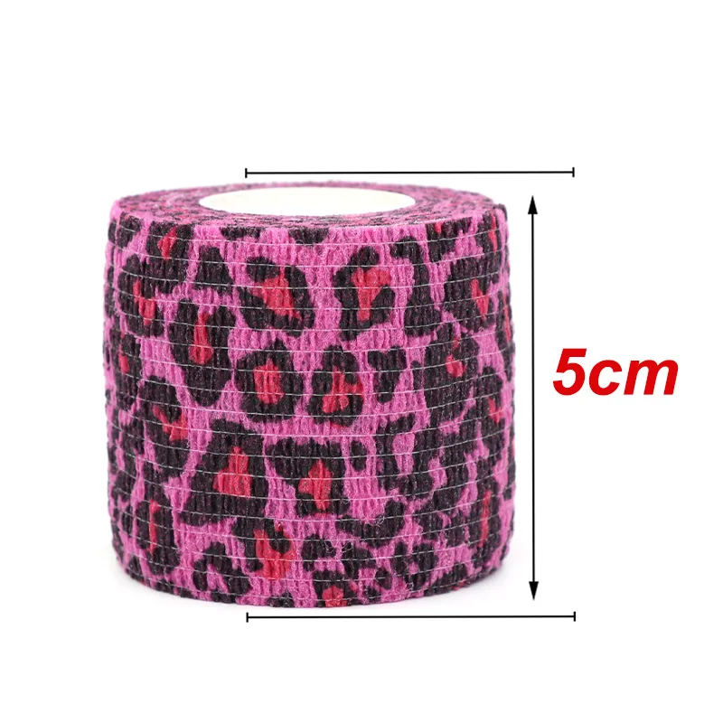 1/3/6 Pcs Pink Leopard Print Self-adhesive Bandage Suitable For Sports Muscle Band Finger Joint Wrapping Pet Elastic Bandage