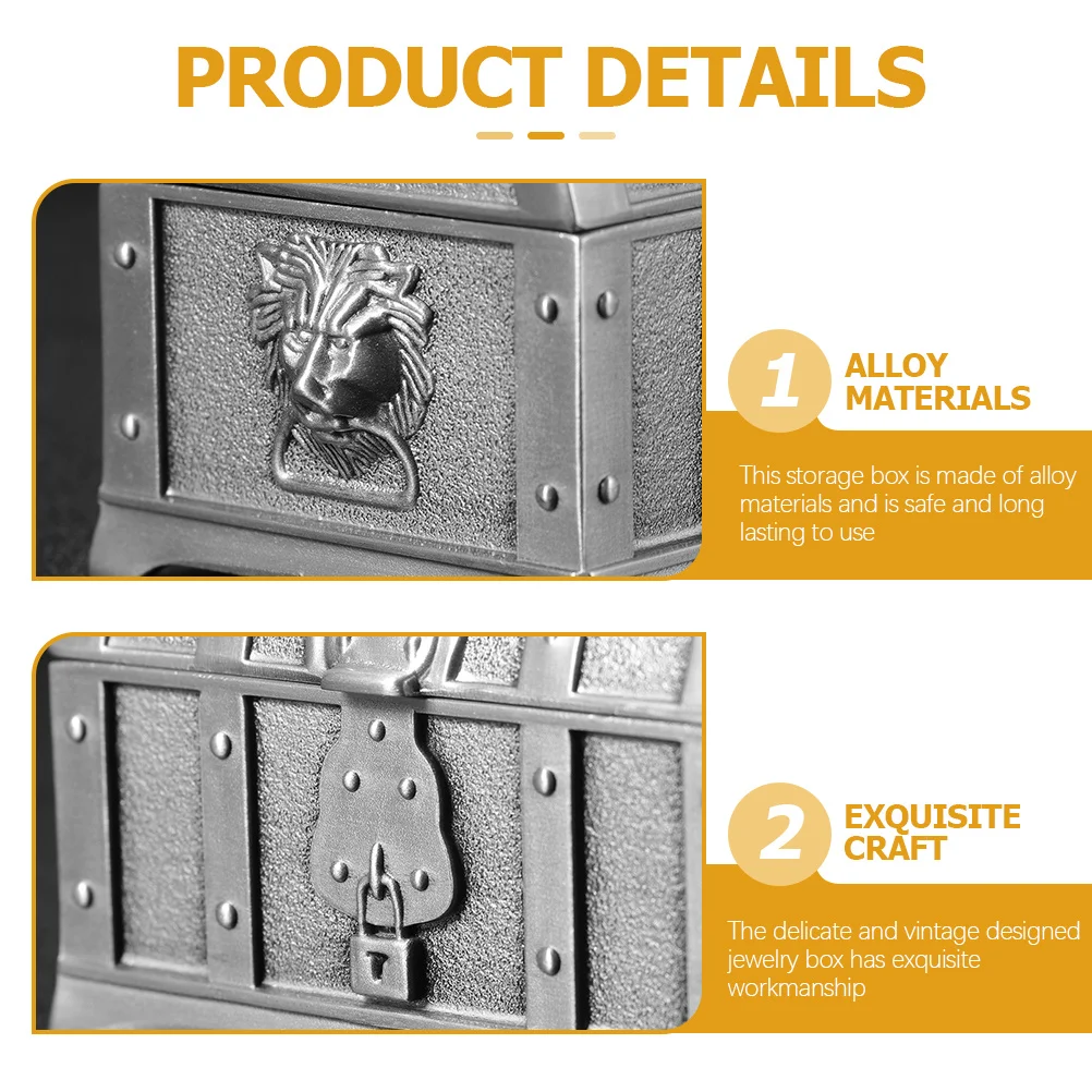 

Vintage Small Jewelry Box Alloy Storage Case Necklace Ring Organizer Trinket Treasure Chest Jewelry Box Treasure Chest