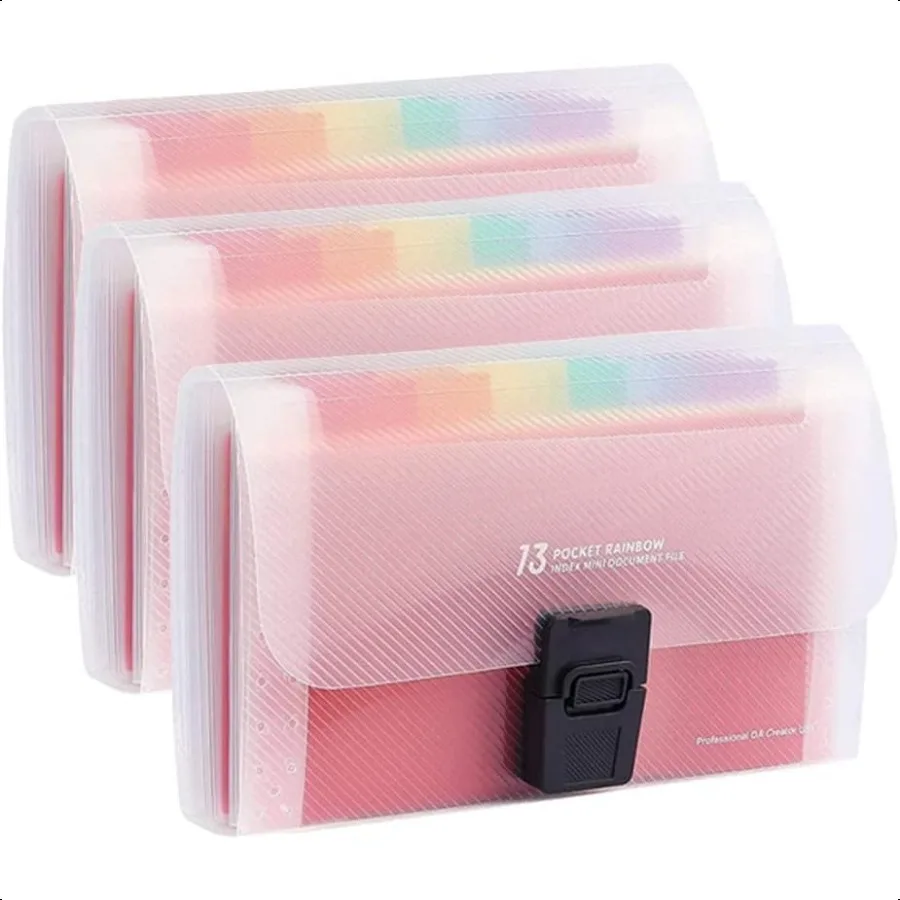 

2 3 Pack Accordian File Organizer with 13 Pocket Expandable Portable Folder A6 Coupon Organizer for Cards Coupons Receipt Tax I