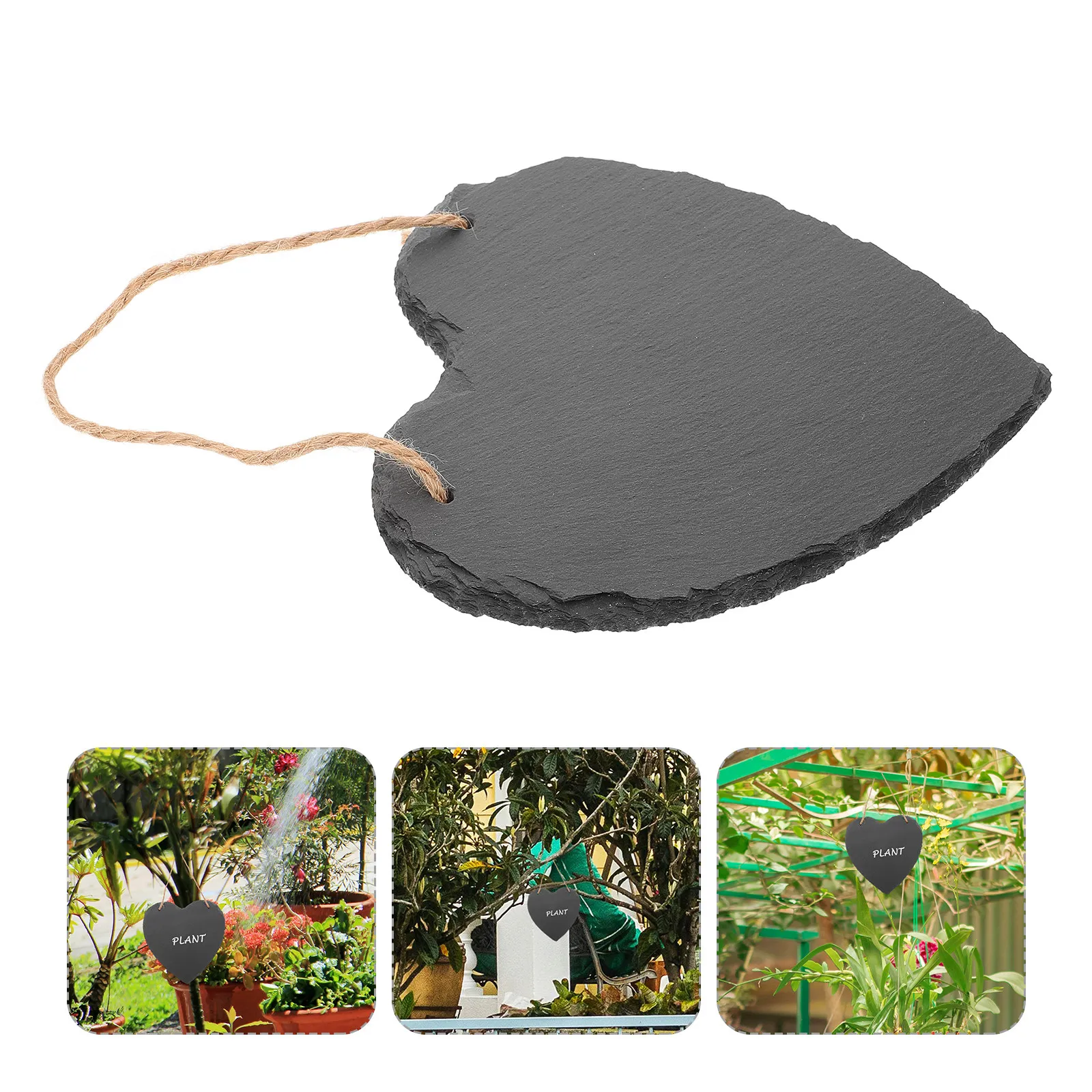 

Slate Hanging Tags Heart Pendant Natural Stone Plant Label Tags Garden Vegetable Category Sign Chalkboard Surface Slate Planter