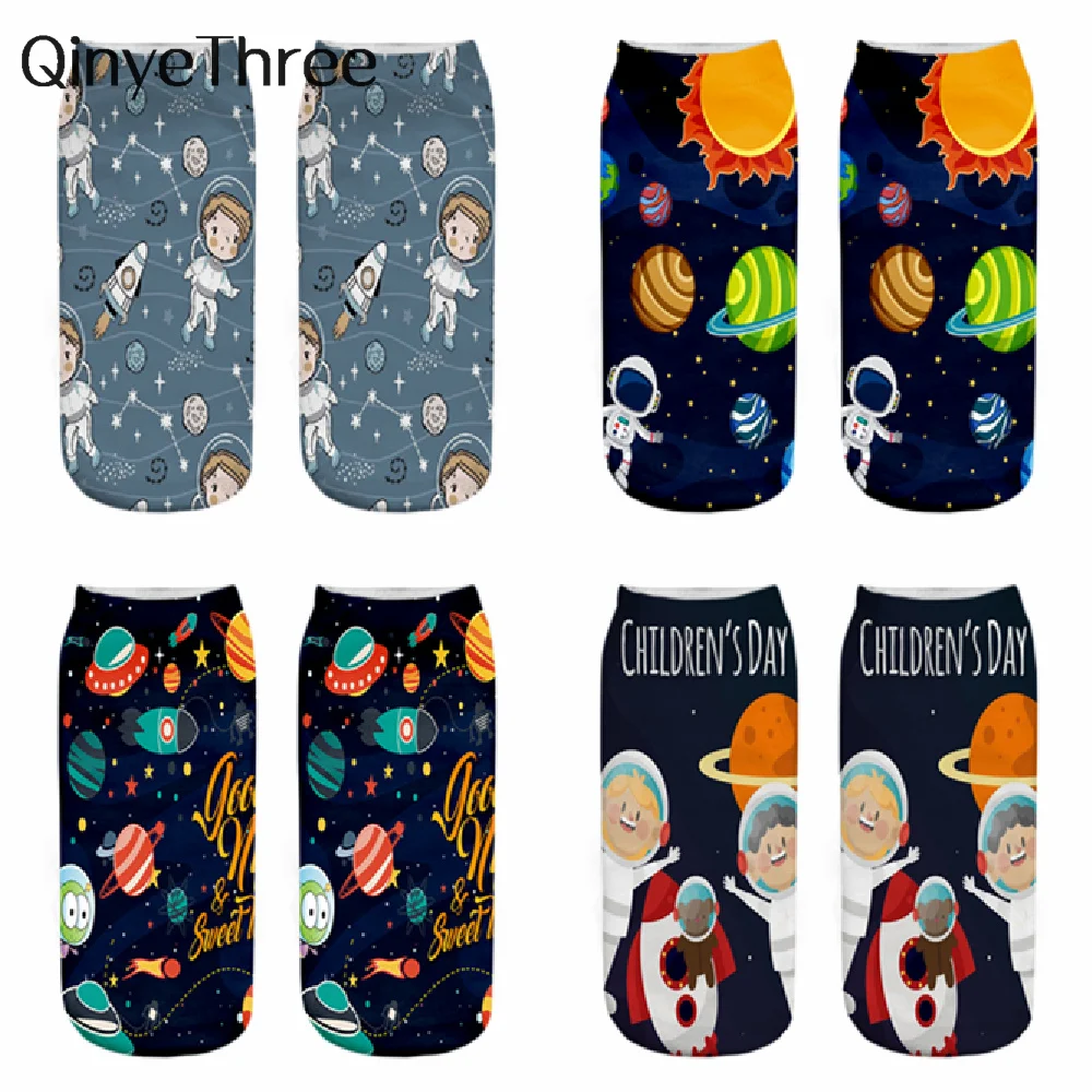 

New Funny 3D Printed Harajuku Happy Astronaut Space Planet Series Short Ankle Socks Unisex Casual Gift Sokken Dropship