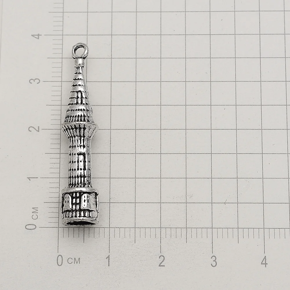 10/20pcs/lot 3D Lighthouse Castle Charms Travel Effie Tower Building Pendants For Diy Jewelry Making Supplies Accessories