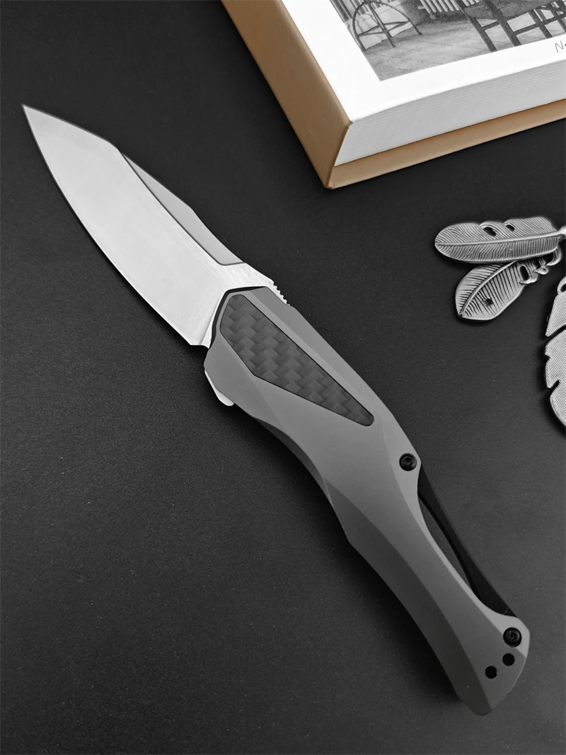 KS5500 Camping Survival Folding D2 Blade Outdoor Hiking Aluminum Alloy Handle Rescue EDC Folding Knife