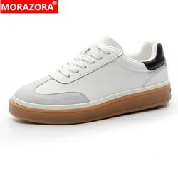 MORAZORA 2026 New Genuine Leather Shoes Women Sneakers Lace Up Spring Summer Fashion Platform Flats Ladies Casual Shoes