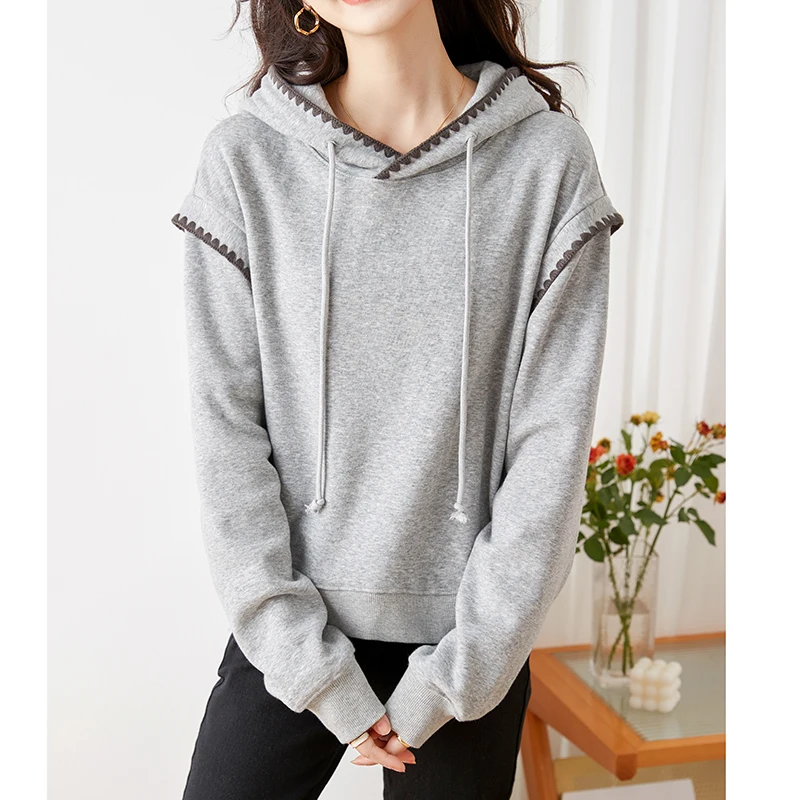 

QOERLIN Hoodies Sweatshirts Women Thick Velvet Winter Jumper Autumn 2024 New Loose Casual Pullovers Korean Fashion Pulls Female