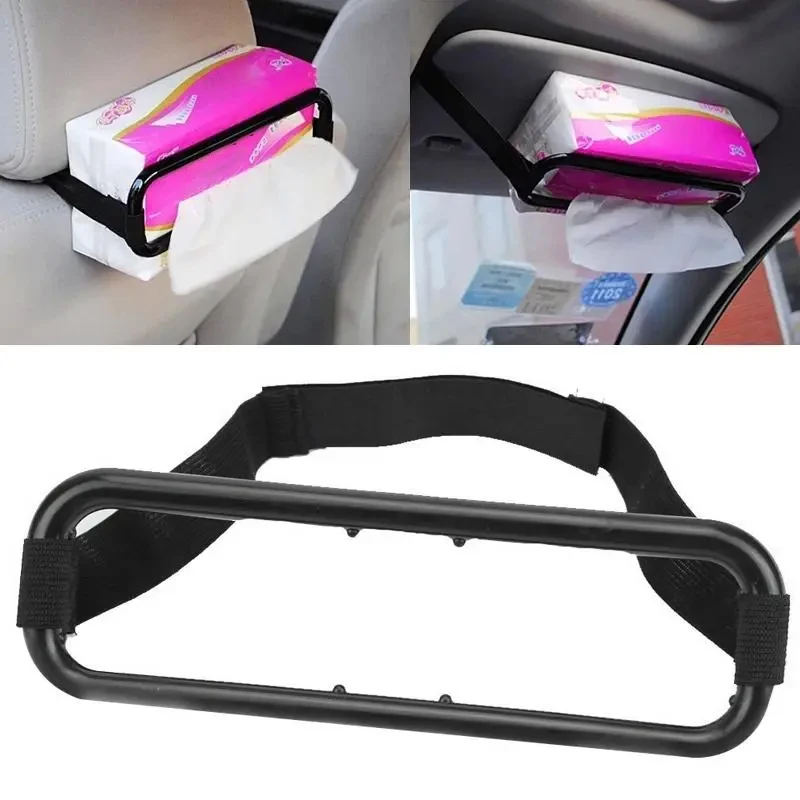 Car Universal Tissue Box Rack Sun Visor Napkin Box Seat Back Napkin Box Rack Elastic Hanging Napkin Box Rack