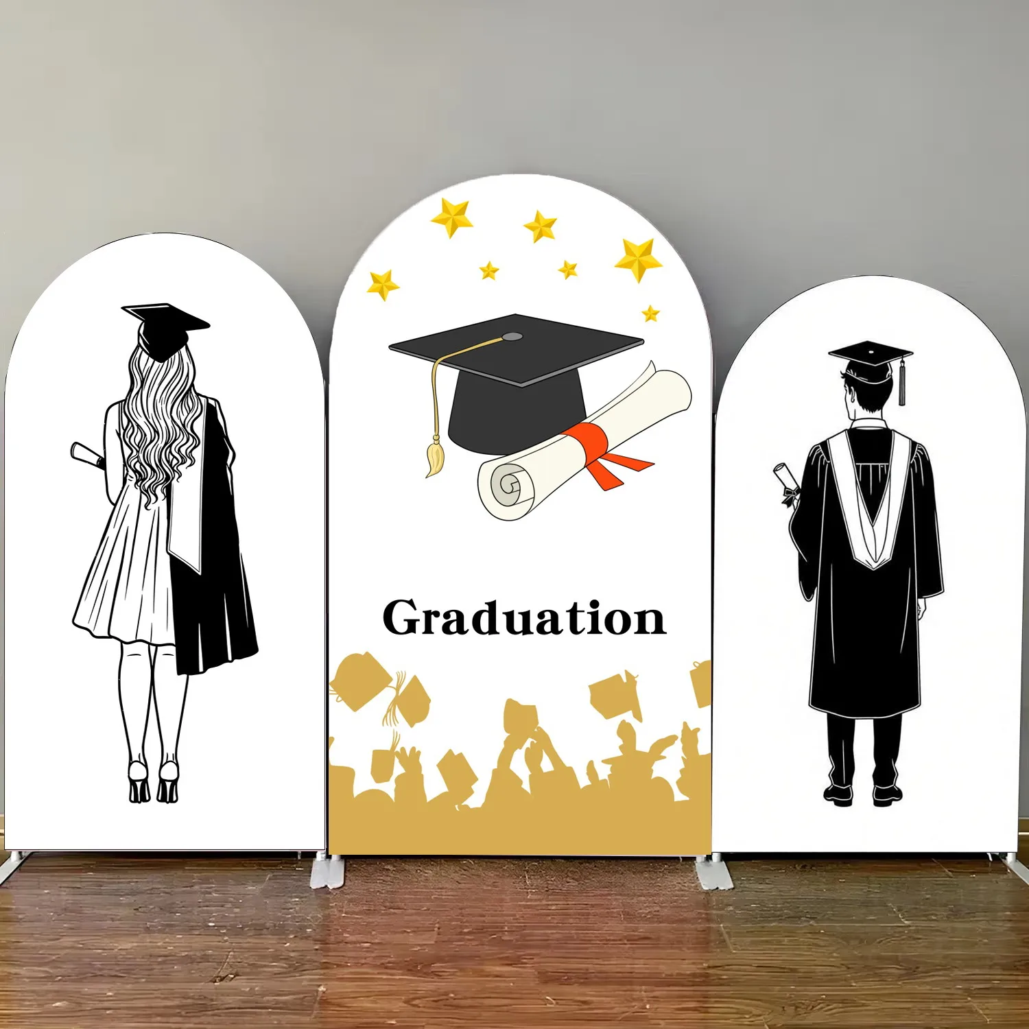 

Graduation 2026 Decorations Arch Backdrop Cover Woman Man Graduate Portrait Grad Hat Graduation Party Decor Arched Background