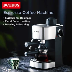 Petrus-cafetera Espresso para principiantes, máquina de café con función de leche elegante, PE3180
