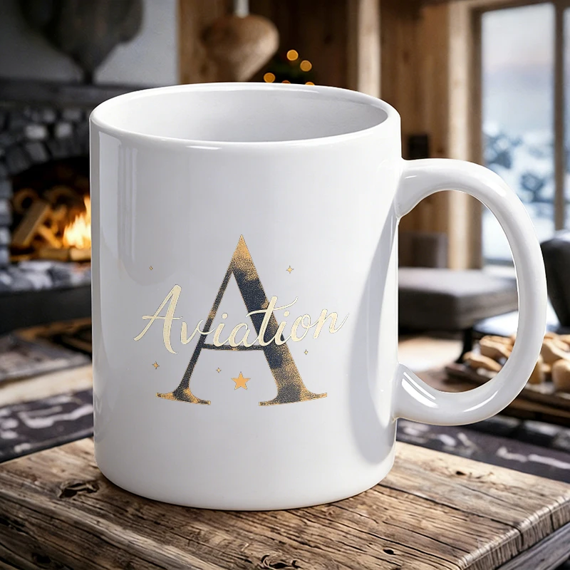 

Cup & Mug Set, Aviation Letter Ceramic Mug, Coffee Cup, Milk Cup, Office Tea Cup, Drinking Cup, Gift for Friends, Fade-Resistant