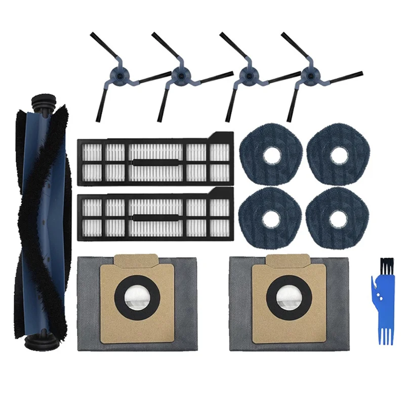 Aksesoris Suku Cadang Robot Vacuum ABVI-Fit Untuk Eufy X10 Pro Omni- Sikat Utama, Sikat Samping, Kain Pel, Filter HEPA, Tempat Debu