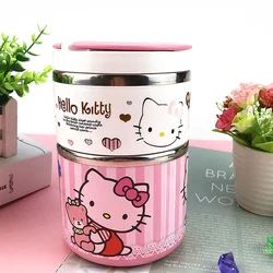 Kawaii Sanrio Hello Kitty Lunch-box Cute Anime Student Stainless Steel Portable Travel Heat Preservation Seal Lunch Box Y2k Gift