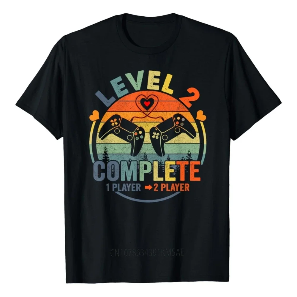 Gamer 2nd Wedding Anniversary Level 2 Complete Anniversary T-Shirt Graphic T Shirts Men Clothing Tops Streetwear Ropa Hombre