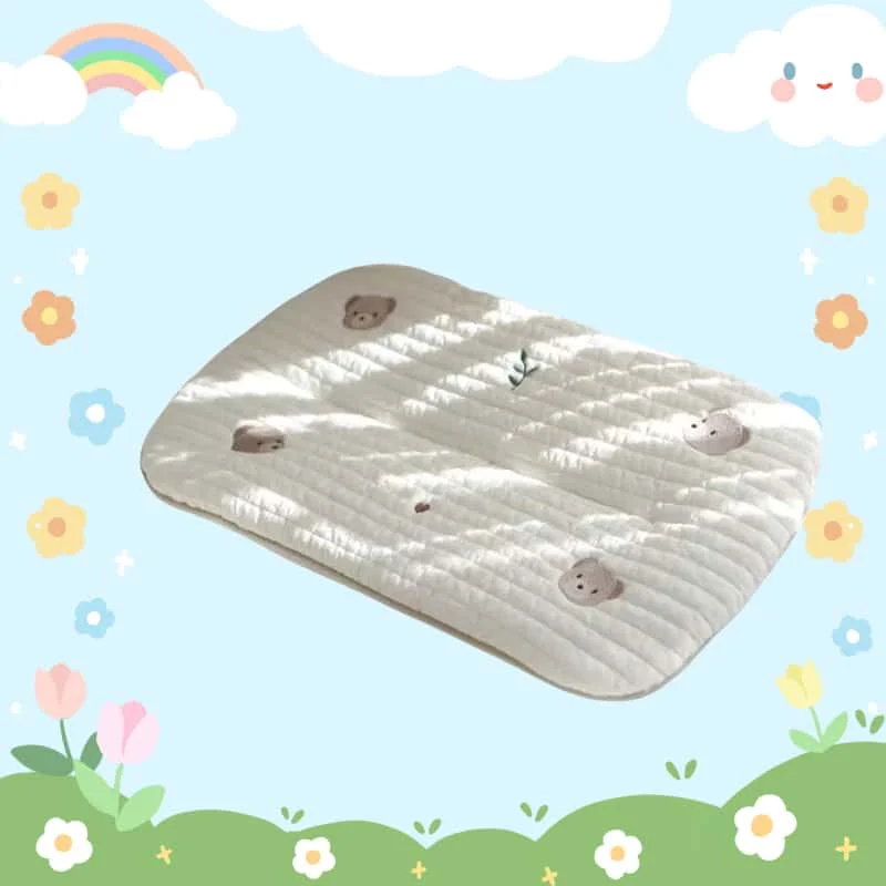 

Подушка для новорожденных из чистого хлопка с вышивкой, впитывающая пот, унисезонная подушка с плоской головкой для младенцев