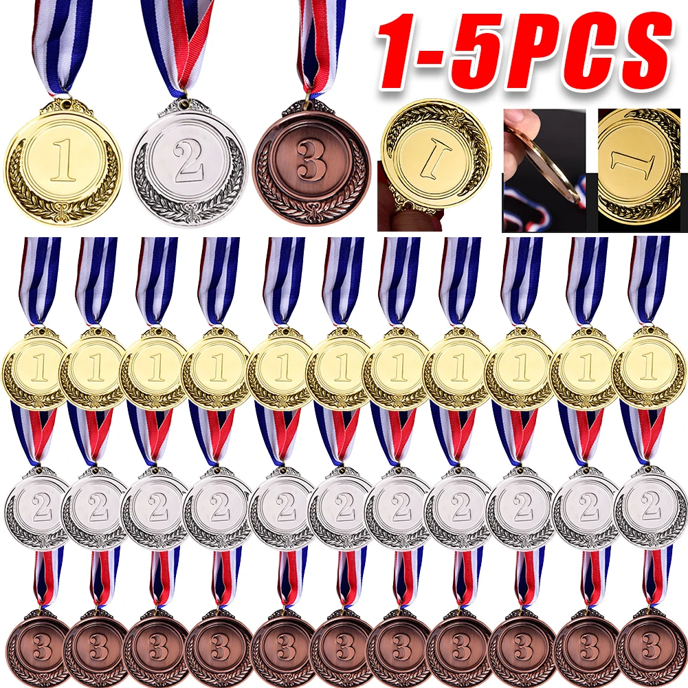 

1-5PCS Gold Silver Bronze Award Prizes Winners Medals Children Encourage Badge Competitions Awards Medal for Outdoor Games