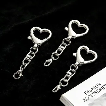 10/20Pcs Silver Color Alloy Heart Keyring Keychain Pendant Heart Shaped Clasp For DIY…