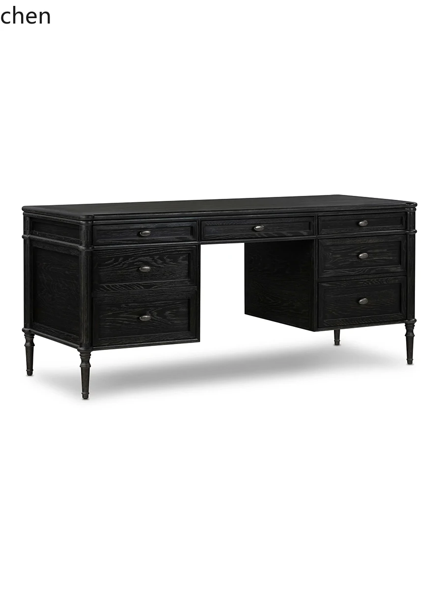 PYH Retro Solid Wood Desk Country Style Writing New Chinese Style Office Desk Home Simple Zen Computer Desk
