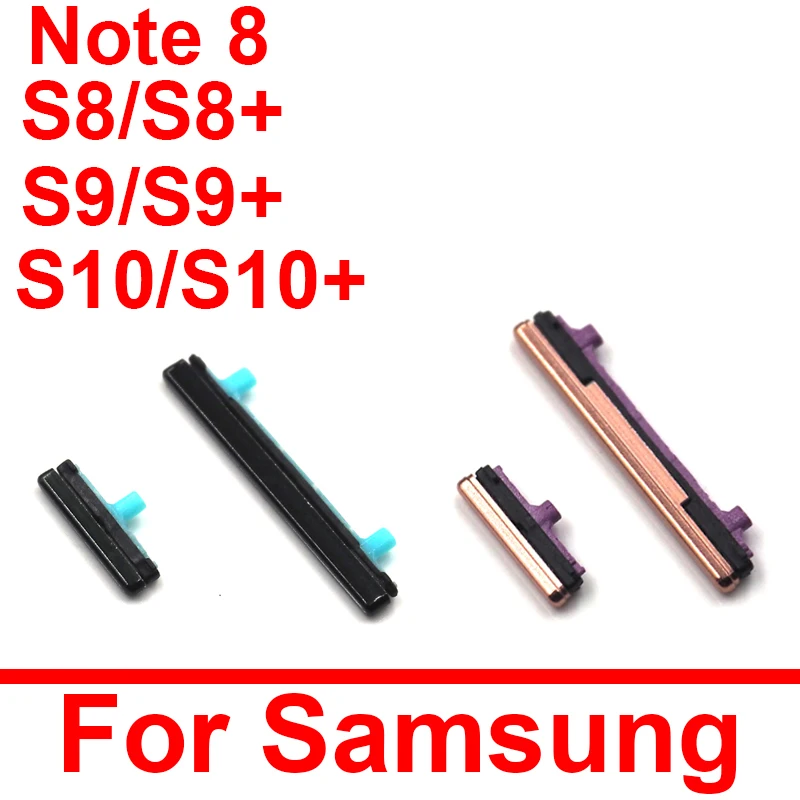 Przycisk włączania i wyłączania głośności do Samsung Galaxy S8 S9 S10 Plus + Note 8, boczne części zamienne do przycisków