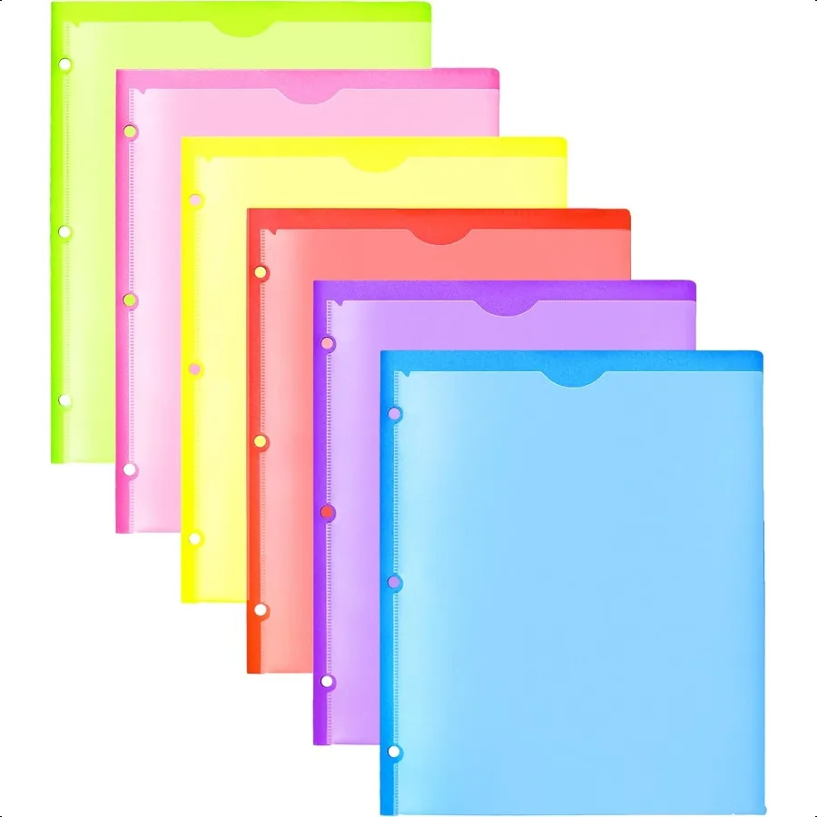 

Heavy Duty Plastic Folders with Clear Front Pockets 6 Pack Extra Thick Folders with Pockets and Holes for Binders Pocket Folder