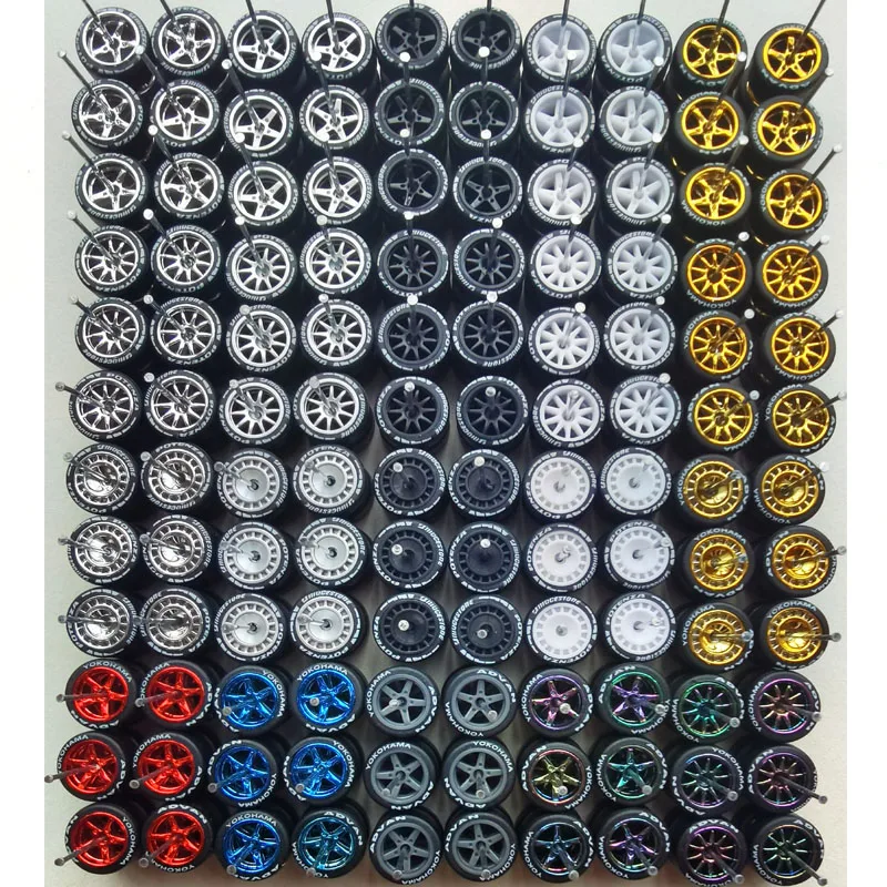 60sets（for60 cars）11mm/14mm Size 1/64 Hotwheels Alloy Car Wheels with Rubber Tires for 1:64 Matchbox/ Domeka/HW/ Mini Model Cars