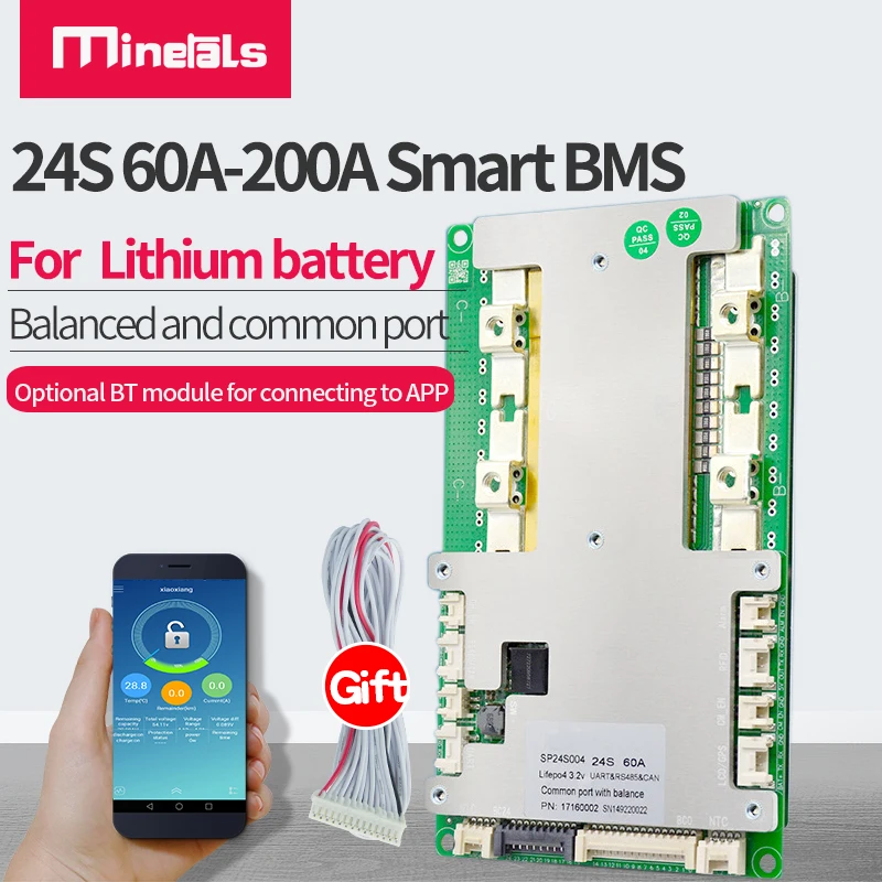 

24S Smart BMS 60A 100A 150A 200A 72v LFP4 3,2 V Поддержка Bluetooth RS485 APP Программное обеспечение связи