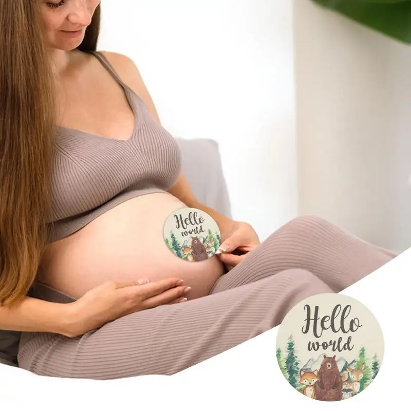 Wooden Monthly Milestone Discs Round Baby Milestone Cards Baby Photo Prop Discs Birth Announcement Sign For Baby Shower And