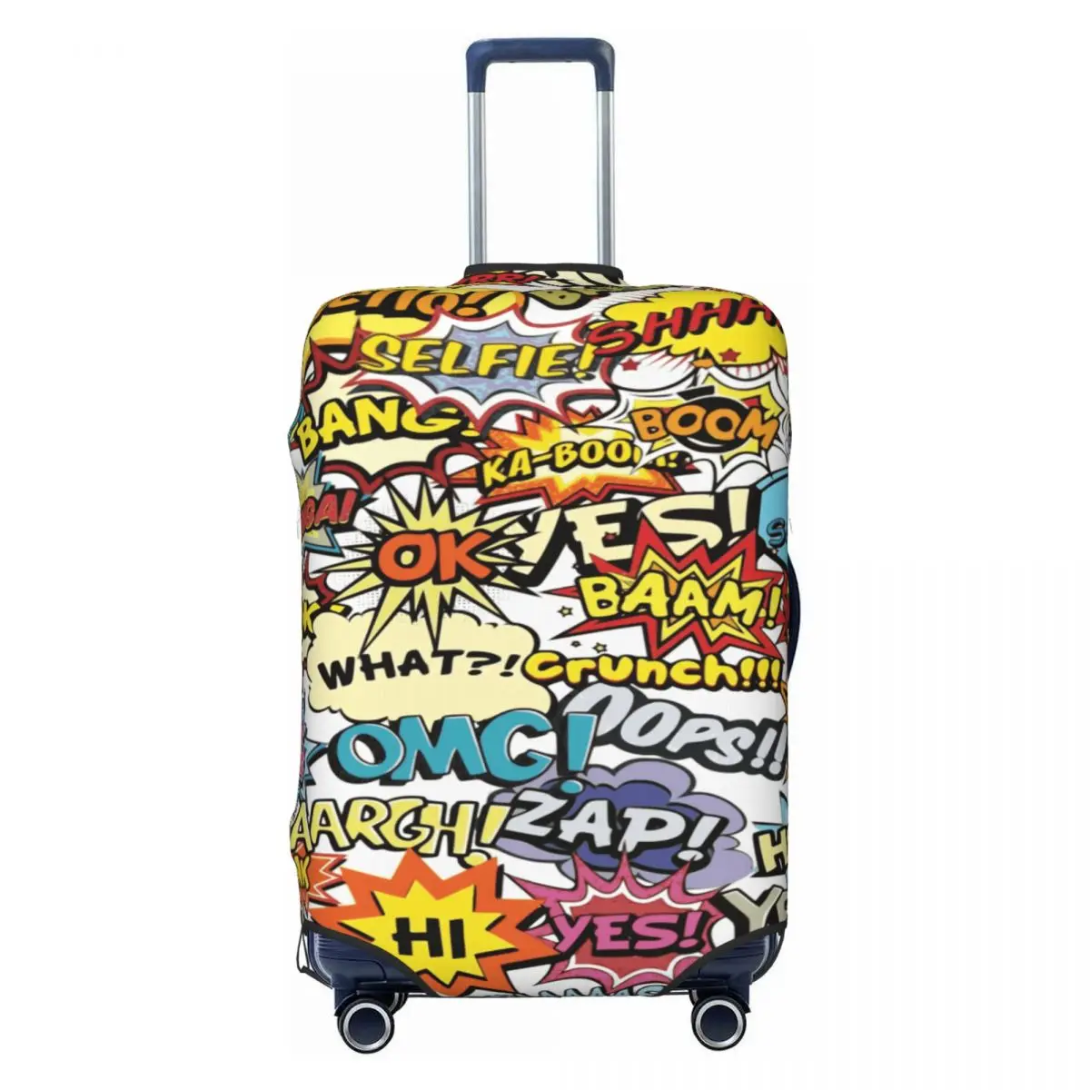 

Funny Comics Speech Bubbles Luggage Cover Elastic Graffiti Art Travel Suitcase Protective Covers Fits 18-32 Inch
