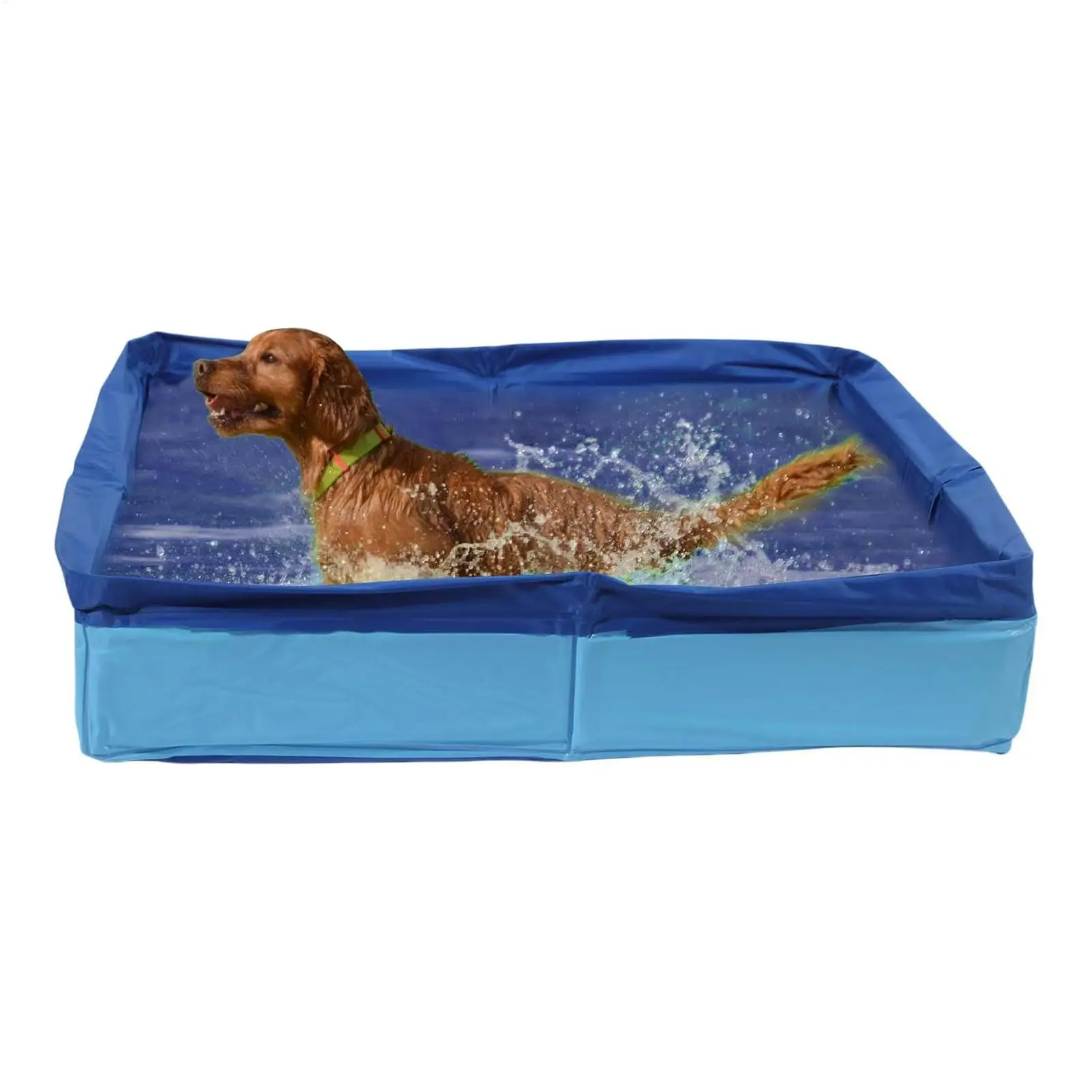 Piscina para mascotas, piscina para remar de perros de PVC, plegable, de forma cuadrada, no inflable, antideslizante, bañera para remar de cachorros para patio de casa