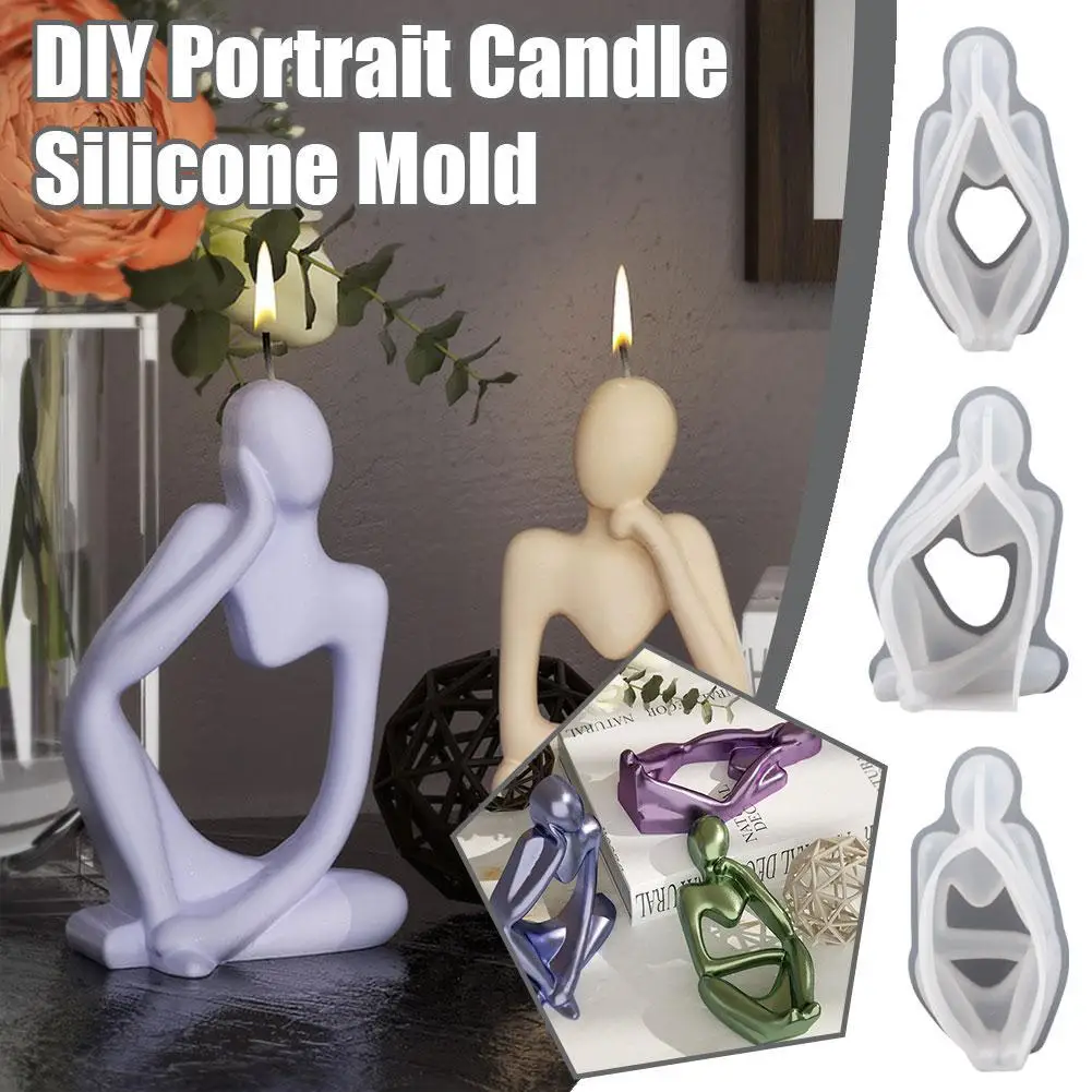 Diy Human Body Silicone Mold Nordic Art Abstract Thinker Human 3d Mold Decor Home Statue Model Casting Mould Plaster Resin R3r1