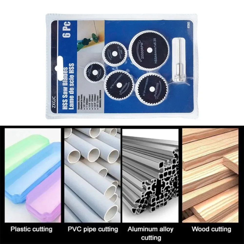 6pcs Woodworking Metal Cutting Blade Electric Drill Circular Blade High-speed Steel Electric Grinder Small Saw Blade Tool Set