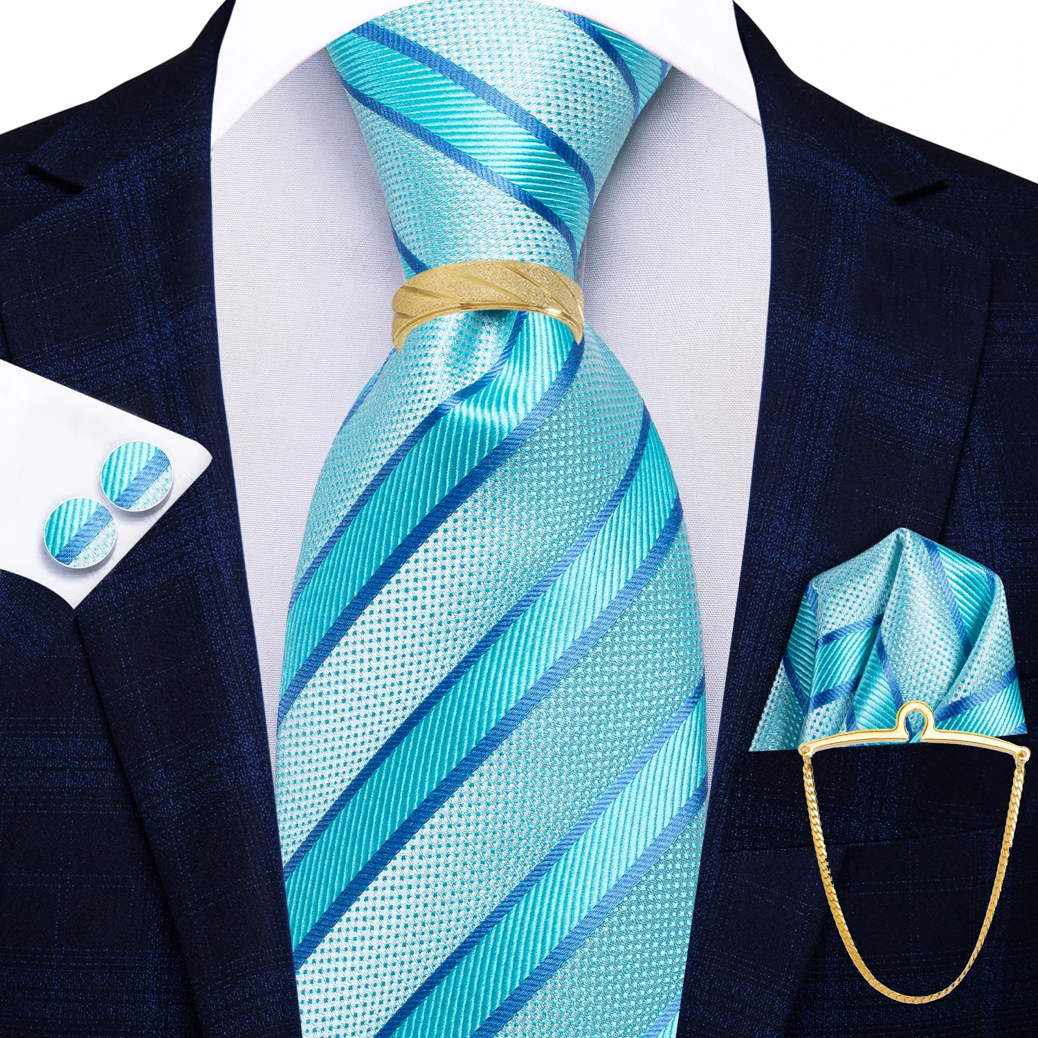 Hi-Tie 5 шт. мужской галстук с манжетами Hankie, кольцо-цепочка, подарочный галстук, комплект подходит для свадьбы, выпускного вечера, офиса, модный дизайн, качество, дропшиппинг