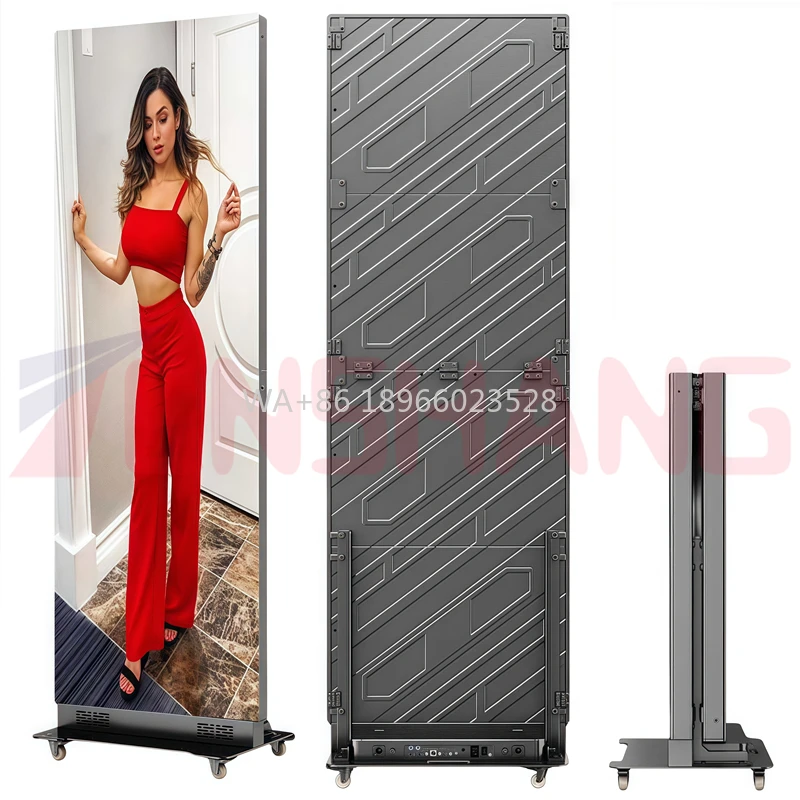 TV portátil LED de 43 pulgadas con ruedas, pantalla impermeable de pie para exteriores con Software USB y CMS, pantalla Digital para anuncios de restaurante