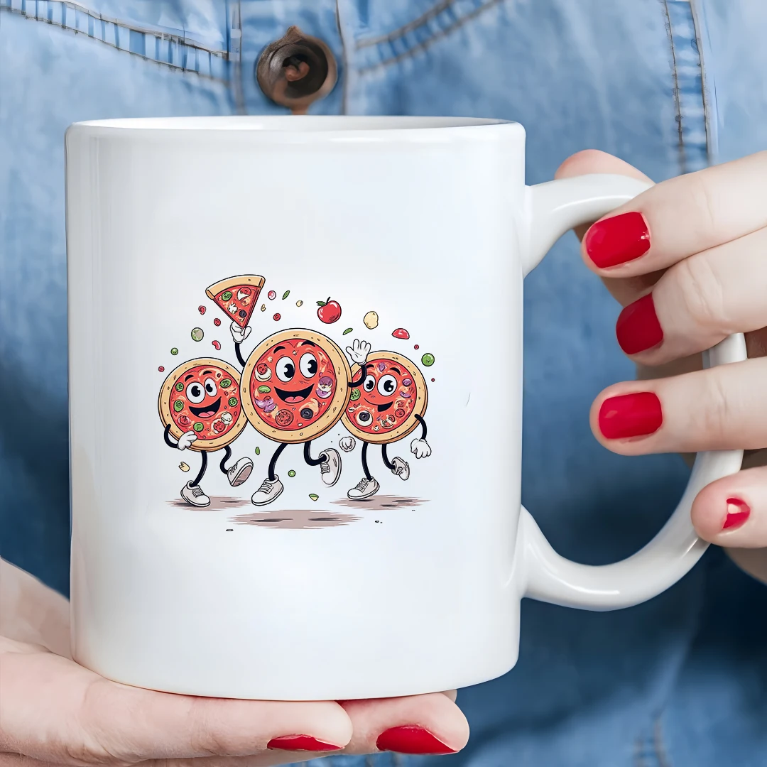 

11oz Cartoon Pizza Mug + Charming Pizza Dancer Cup + Kids Family Office Cup + Christmas Gift