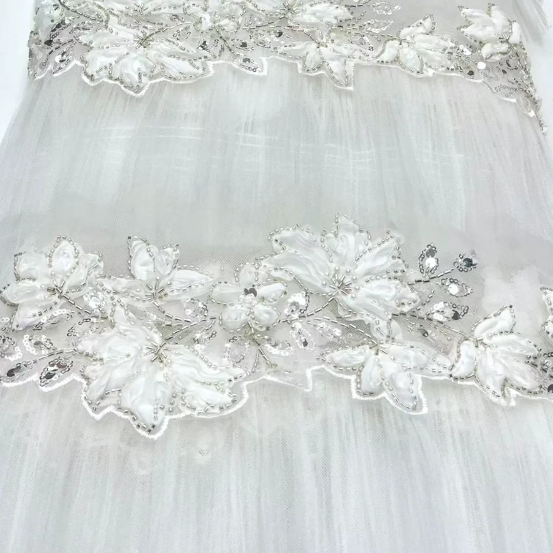 Embroidery Ai - Elegant Sequins Beads Lace Fabric Heavy