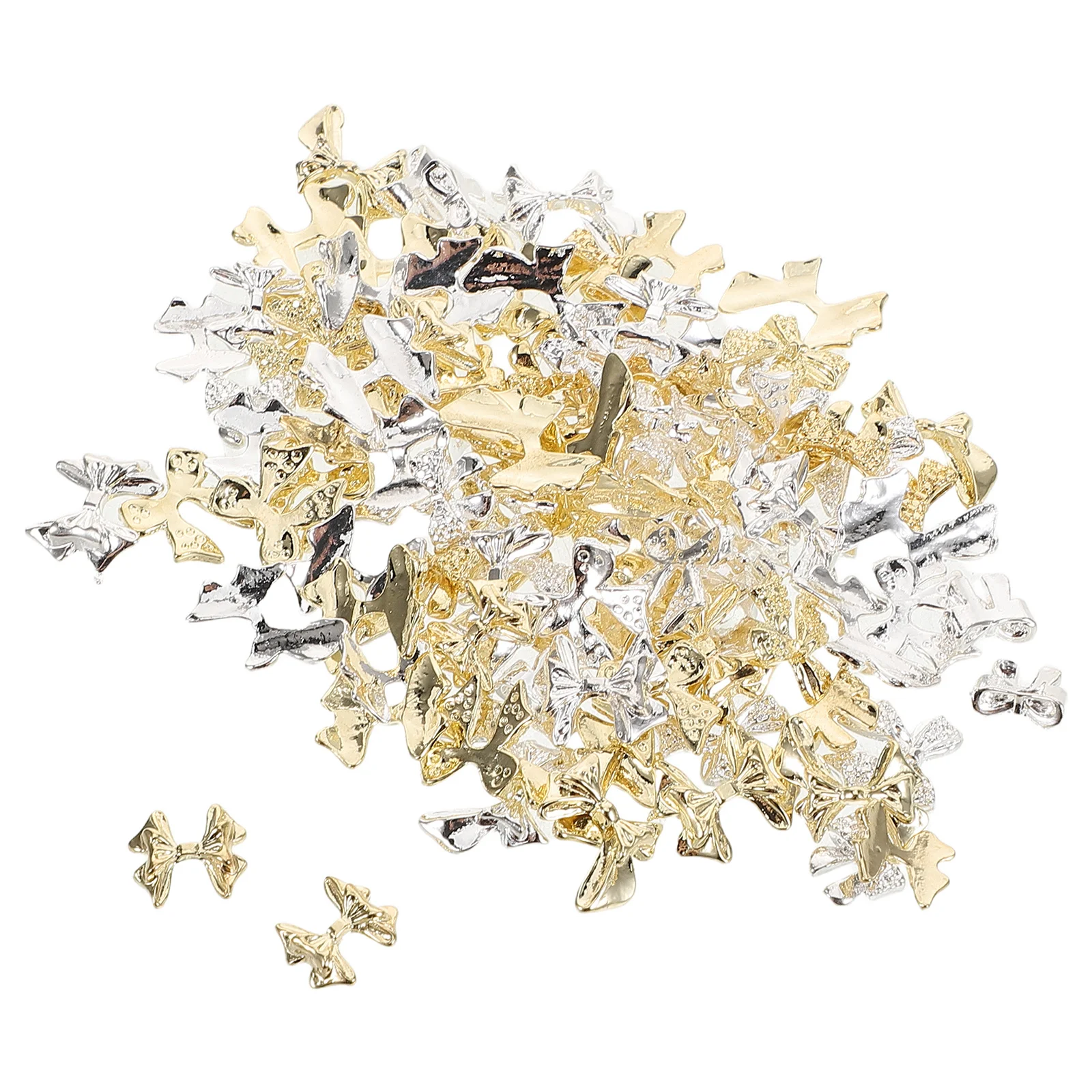 100 قطعة مسمار السحر ربطة القوس فيونكة معدنية مسطحة ثلاثية الأبعاد لامعة سبيكة Bowknot زينة مانيكير لتقوم بها بنفسك اكسسوارات ل أظافر تركيب من الأكريليك النساء #5