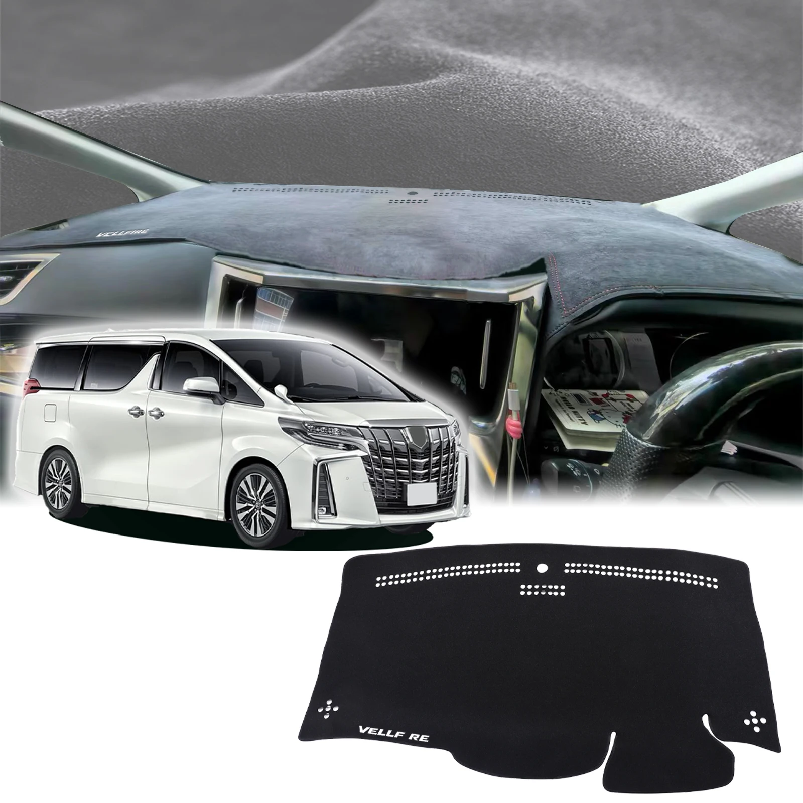 

fit for Toyota Alphard Vellfire 30 AH30 2015-2020 RHD Dashmat DashMat Sunshade Dashboard Cover Pad Protective Carpet Accessories