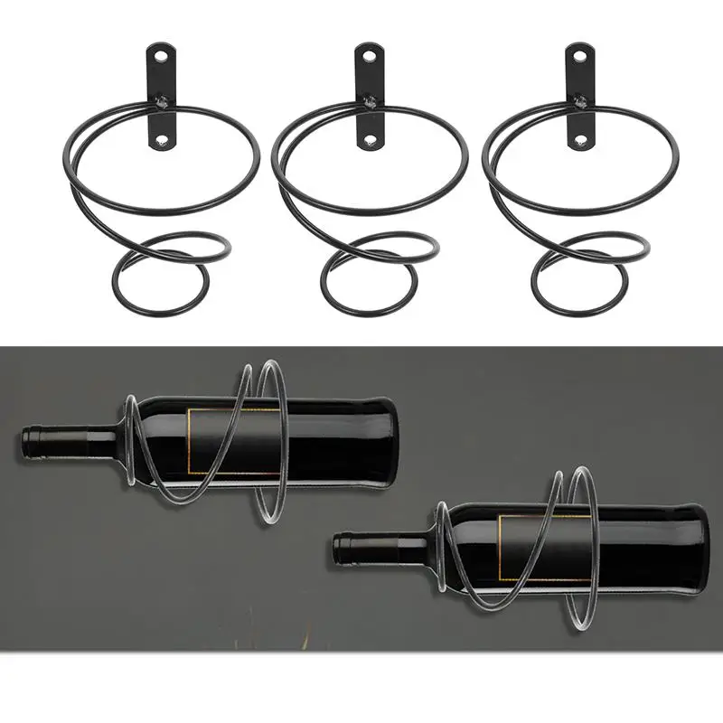 

6pcs Black Wall Mounted Wine Racks Red Wine Bottle Display Holder With Screws Bar Hanging Wine Rack Organizer Kitchen Supplies