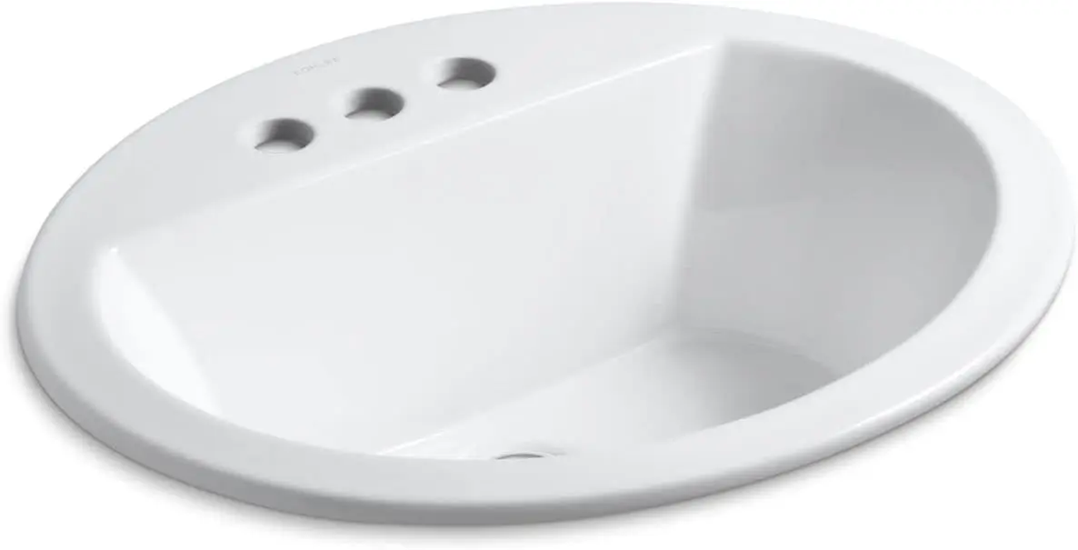 K-2699-4-0 Vitreous china Drop-In oval Bathroom Sink, 21 x 21 x 9.75 inches, White